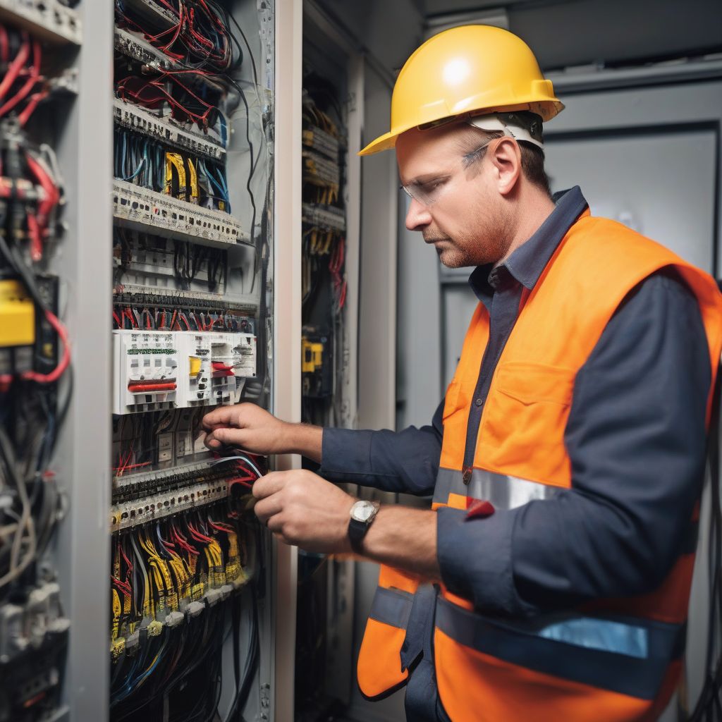 Electrician Working on Electrical Panel