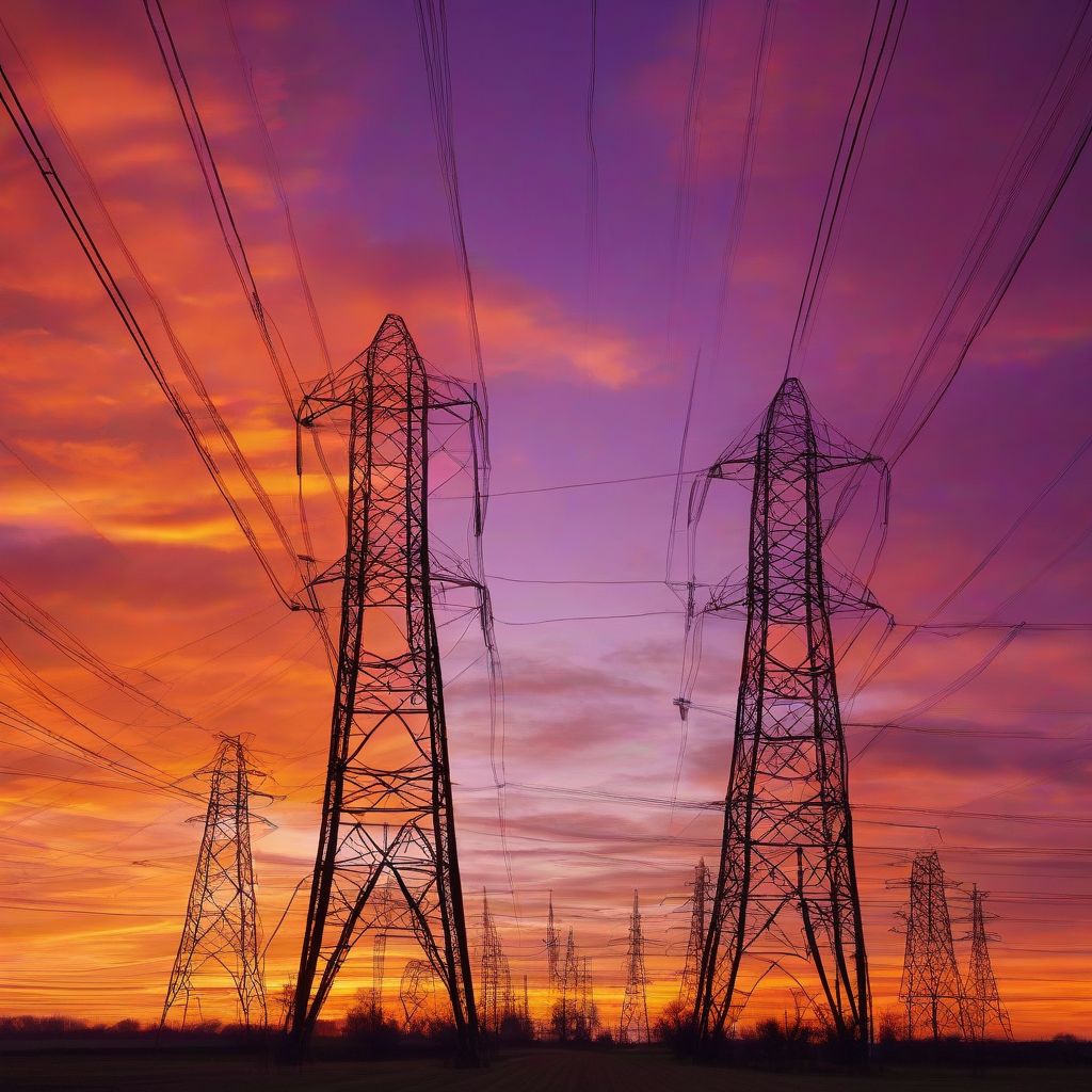 Power lines against a Texas sunset.